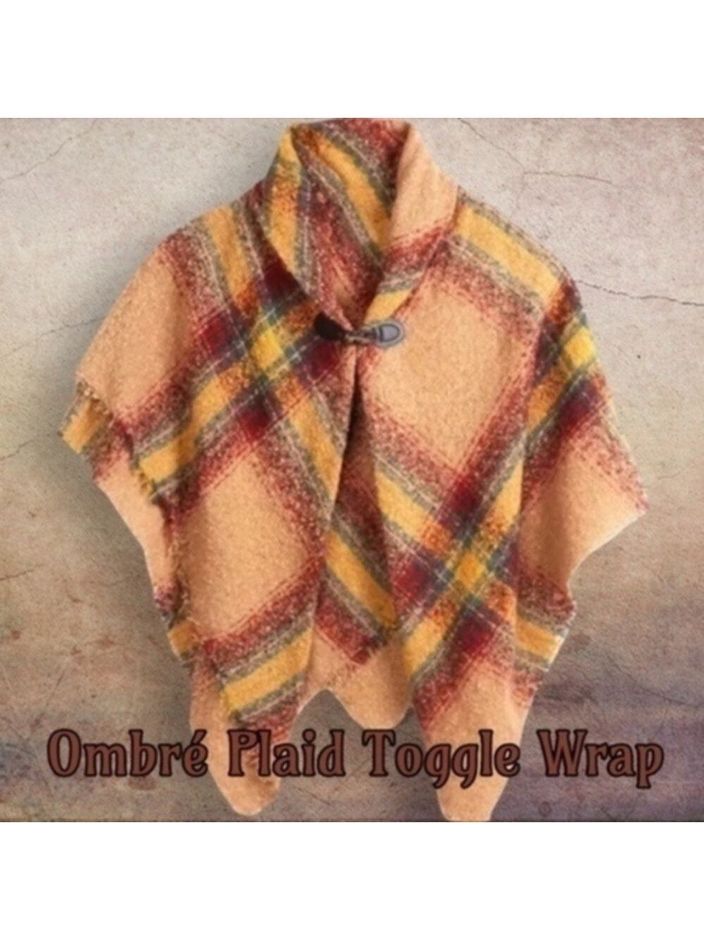 ACCESSORY STREET Ombré Tartan-Plaid Toggle Accent Wrap NWT/One Size